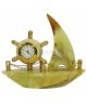 Корабль с часами из оникса 11*12,5*4 см.